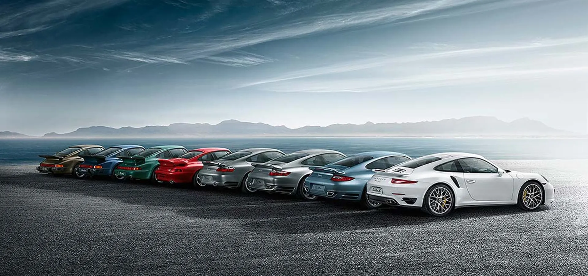 different colors porsche cars