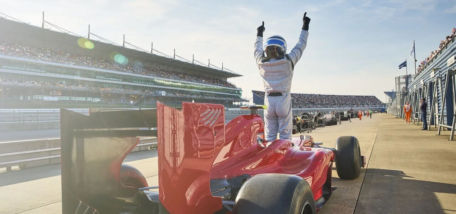 F1 car wins first place in a race