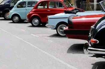 Cars in a row for a car show