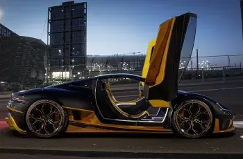 Black Bugatti with orange shades