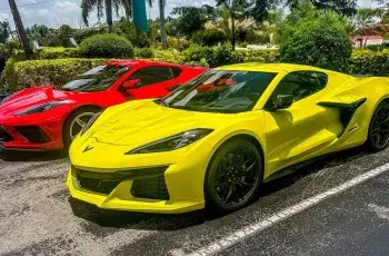 Two yellow and red Corvettes