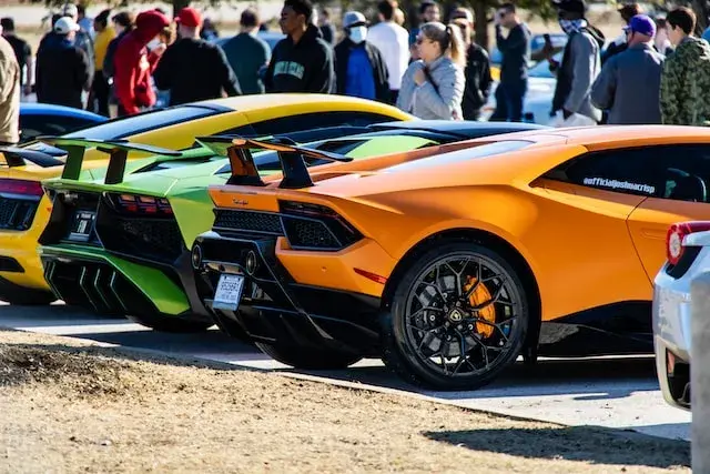 Cars in row during a car show Cars in row during a car show
