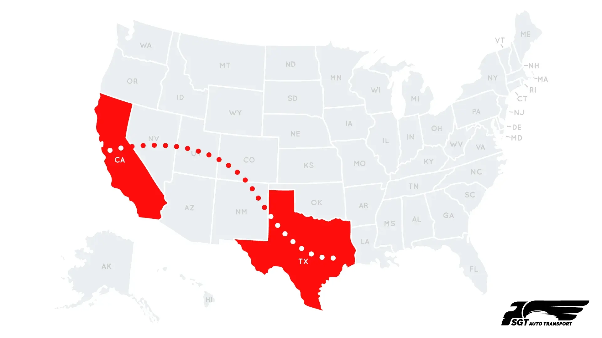 Los Angeles to Houston Map