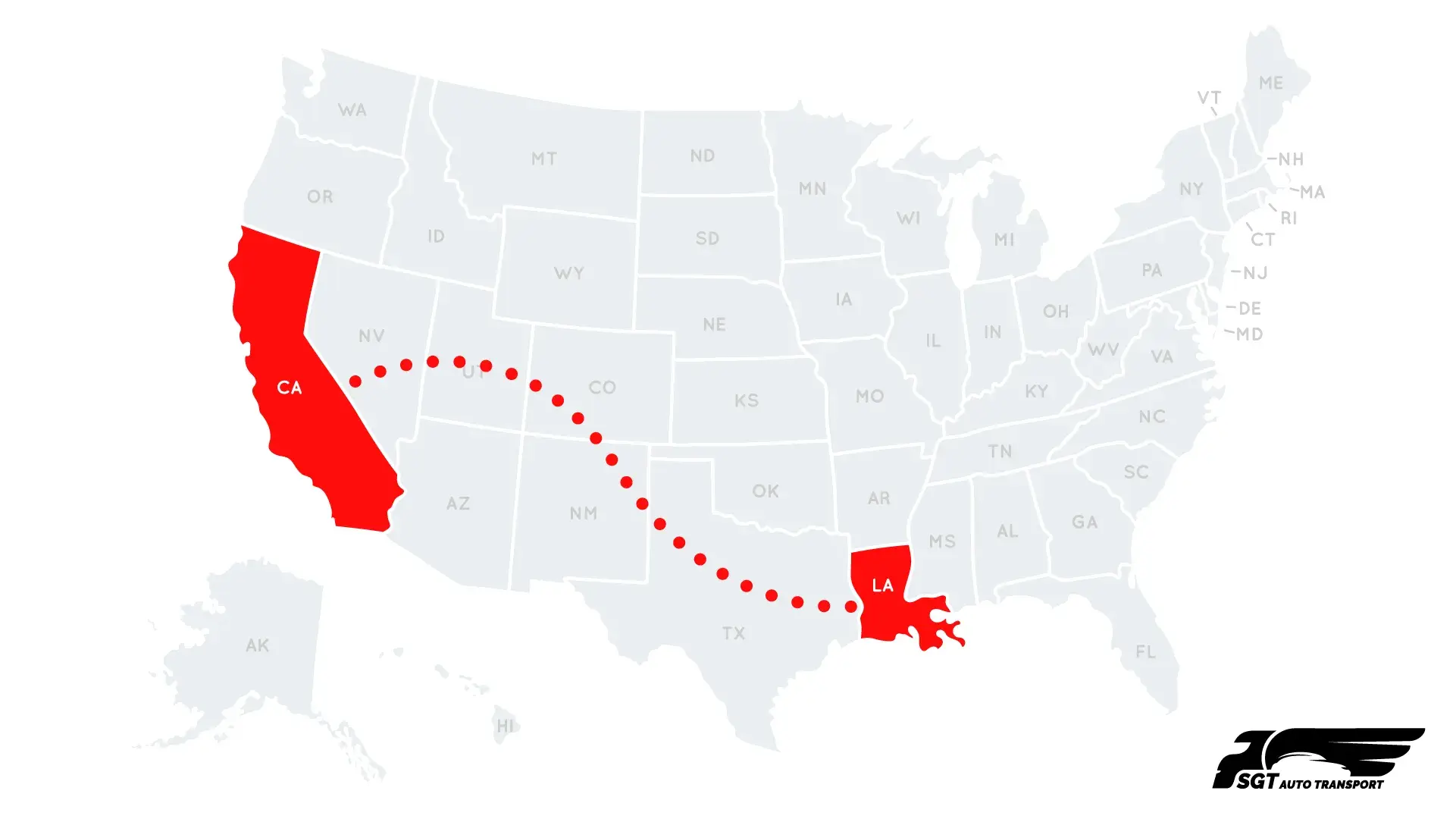 louisiana to california map 