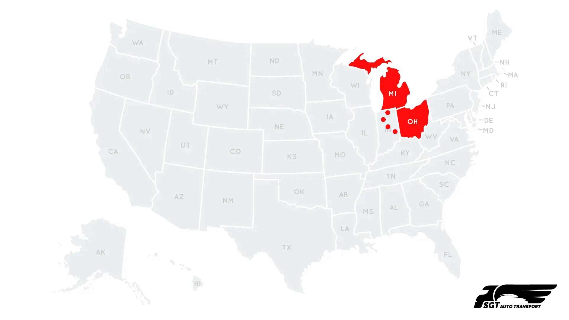 Michigan to Ohio Map 