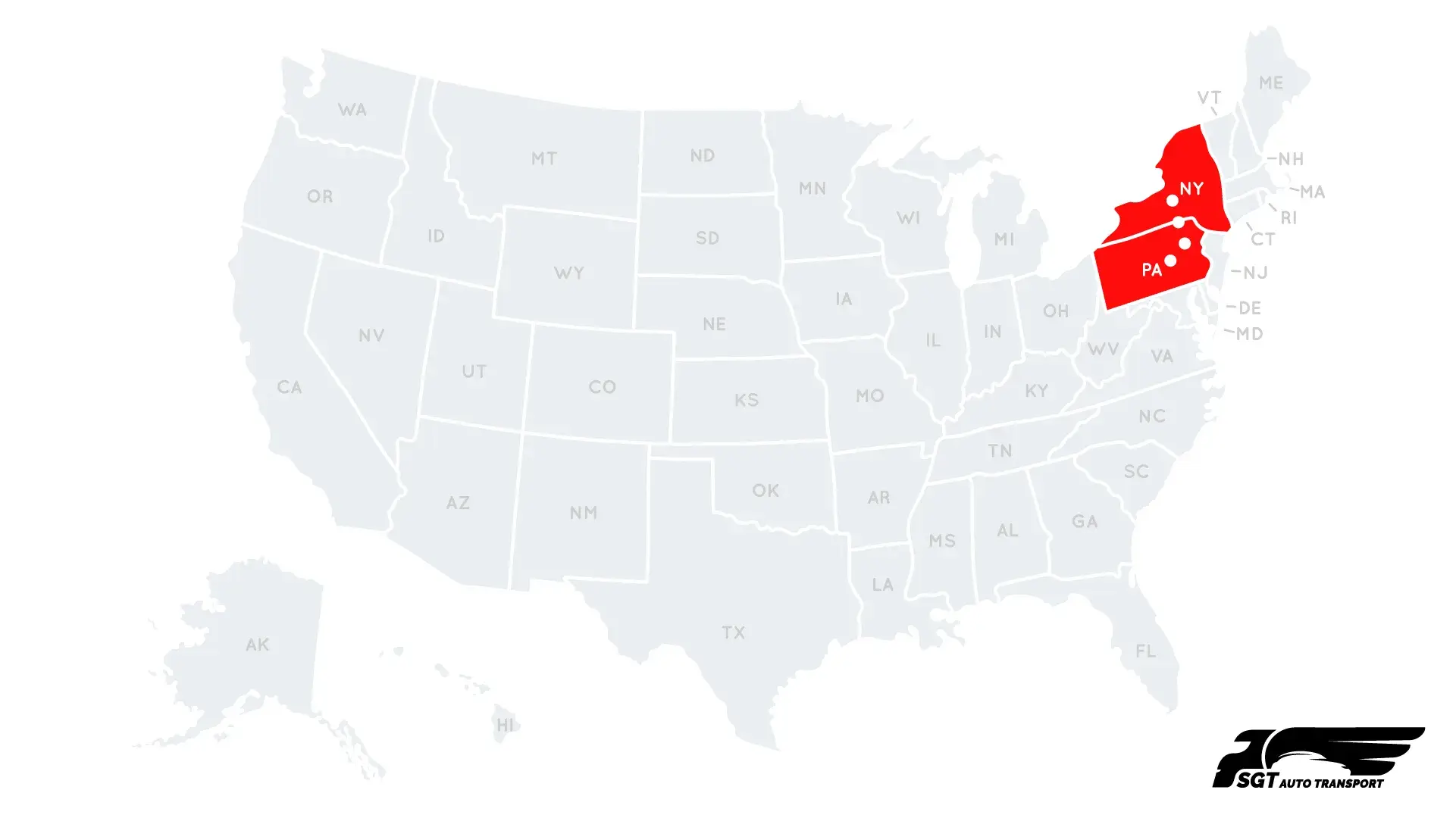 Ship a car From and To New York and  Pennsylvania