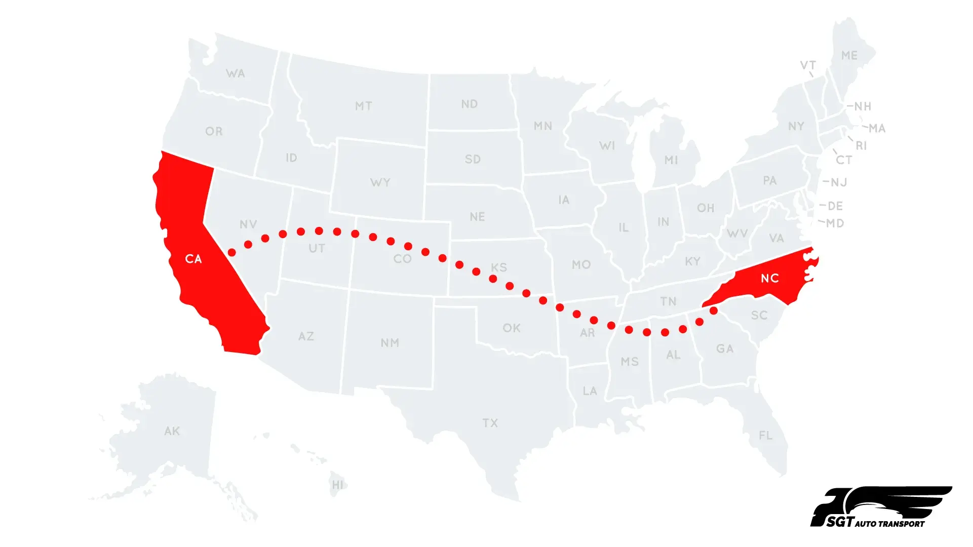 Car Shipping from North Carolina to California