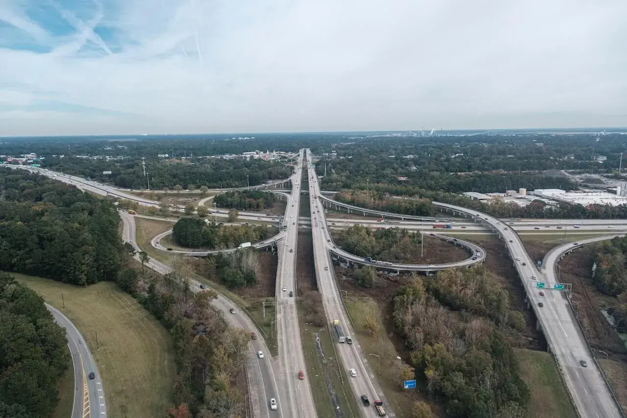 Aerial View of Highway Interchange Aerial View of Highway Interchange