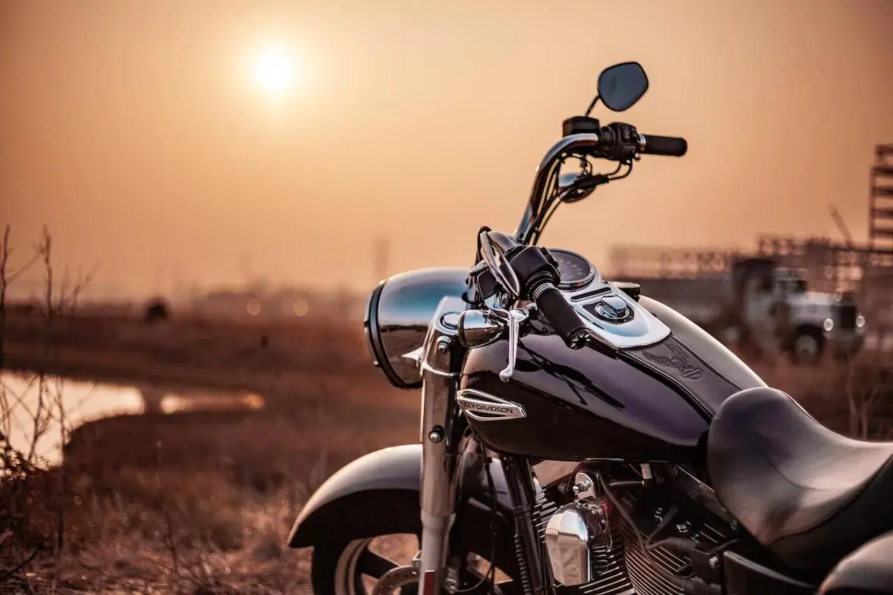 A motorcycle during sunset A motorcycle during sunset